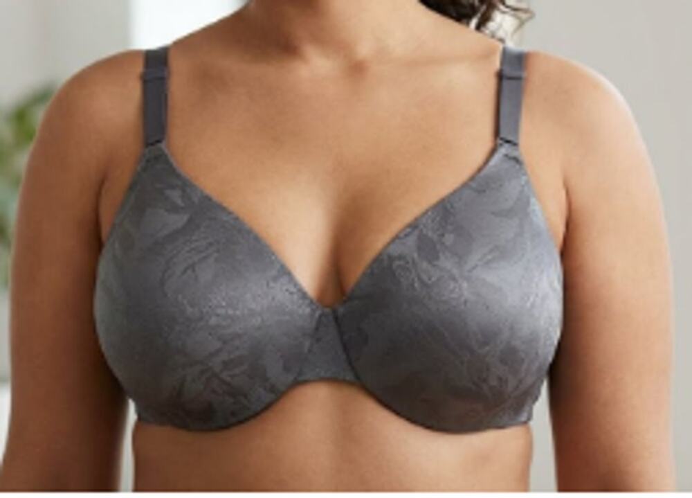 Cacique Gray Floral Lace Lightly Lined Full Coverage Bra sz 44C